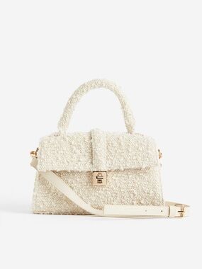 H&M Cream Textured Bouclé Top-Handle Crossbody Bag